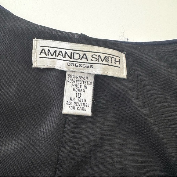 AMANDA SMITH Shift Dress 10 Navy Floral Burnout Velvet Square Neck Long Sleeve - Picture 6 of 11